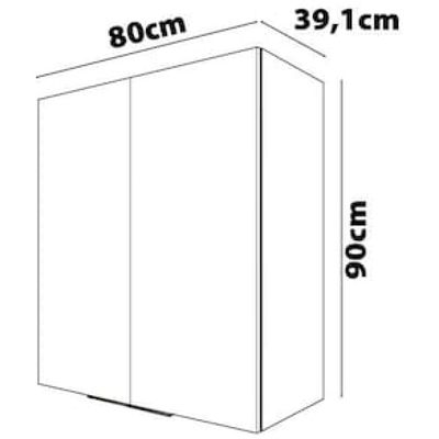 Armário Aéreo Bartira Cristal MDP 15mm com 2 Portas e 2 Prateleiras - 80cm de largura Azul Claro