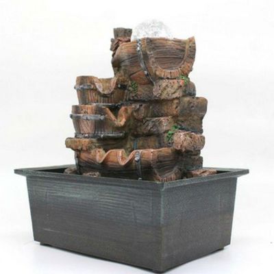 Fonte Água Decorativa Resina Cascata Iluminação Led Bivolt