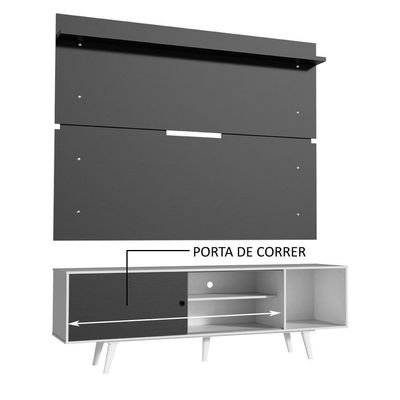 Rack Dubai e Painel Tv até 65" com Pés Branco/preto Madesa