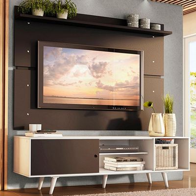Rack Dubai e Painel Tv até 65" com Pés Branco/preto Madesa