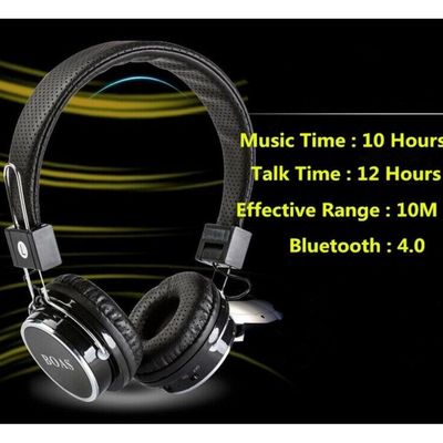 Fone de Ouvido Bluetooth Micro Sd Mp3 Rádio Fm Player Preto