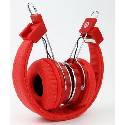 Fone de Ouvido Bluetooth SD Mp3 Rádio FM Player Vermelho