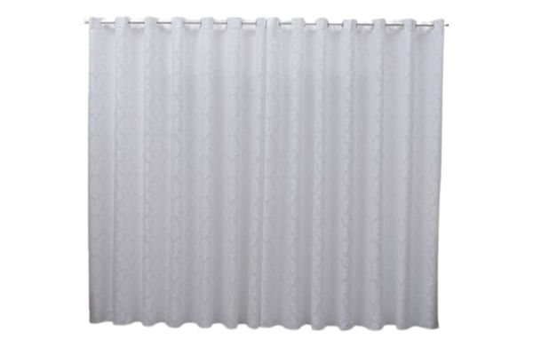Cortina 3,00x2,60 Sala Quarto Cozinha Varão Tecido Jacquard Cinza