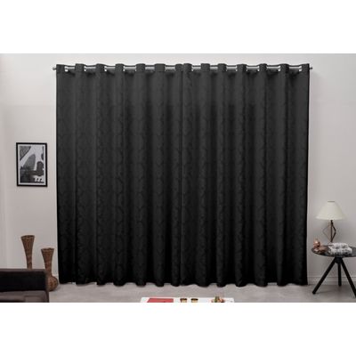 Cortina 3,00x2,50 Sala Quarto Cozinha Varão Tecido Jacquard Cinza