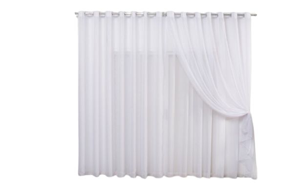 Cortina 4,00x2,50 Sala Quarto Cozinha Varão Voil Duplo Branco