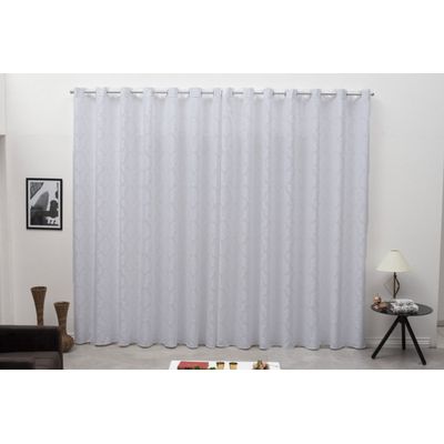 Cortina 5,00x2,50 Sala Quarto Cozinha Varão Tecido Jacquard Cinza