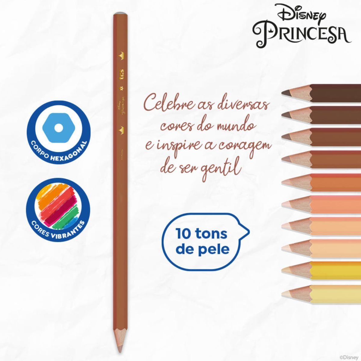 Lápis de Cor - Princesas Disney Tons da Pele 10 Cores - Tris