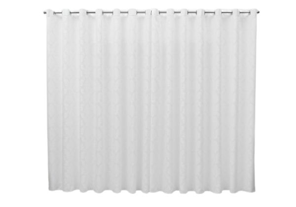Cortina 5,00x2,50 Sala Quarto Cozinha Varão Tecido Jacquard Branco