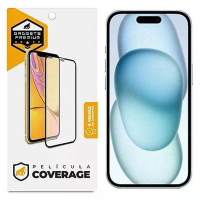 Kit Capa Couro Dual Preta e Pelicula Coverage 5D Pro Preta para iPhone 15 Plus - Gshield