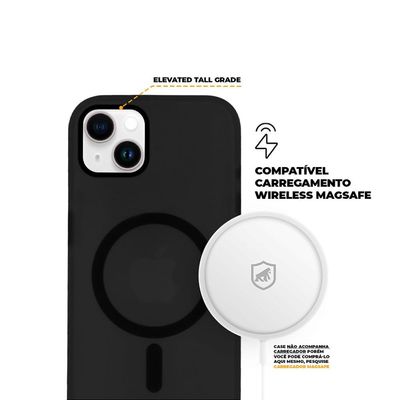 Kit Capa Magsafe Pro Preta e Pelicula Nano Vidro para iPhone 15 Plus - Gshield