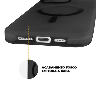 Kit Capa Magsafe Pro Preta e Pelicula Nano Vidro para iPhone 15 Plus - Gshield