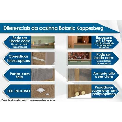 Balcão Cozinha P-cooktop Botanic M629 Top 1 Porta C-tampo 60cm Nogueira-oliva-nogueira - Kappesberg