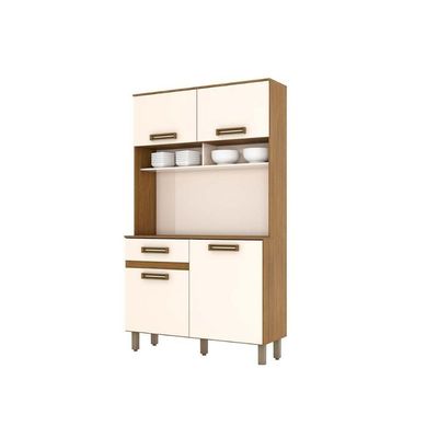 Cozinha Modulada Completa Perla Briz C-4 Portas E 1 Gaveta 105x38x180cm Nature-off White - Henn