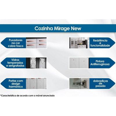 Cozinha Modulada Telasul Mirage New Kit Aço 6 Portas E 3 Gavetas 120cm Branco-telasul
