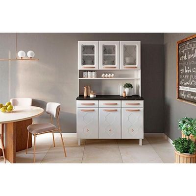 Cozinha Modulada Telasul Mirage New Kit Aço 6 Portas E 3 Gavetas 120cm Branco-telasul