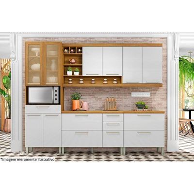 Balcão Cozinha P-cooktop Burguesa Premium 1 Porta E 1 Gaveta C- Tampo 80cm Freijó-branco - Nesher
