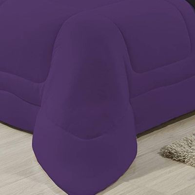 Edredom Dupla Face 100% Algodão Malha Casal Gran Moratta 01 Peça - Preto- Roxo