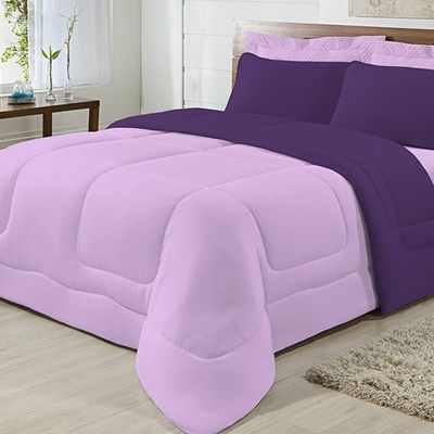 Edredom Dupla Face 100% Algodão Malha Casal Gran Moratta 01 Peça - Roxo- Lilas