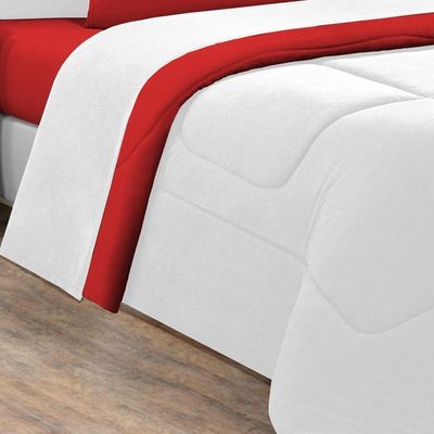 Edredom Malha 100% Algodão Gran Moratta 1 Peça Casal - Branco-vermelho