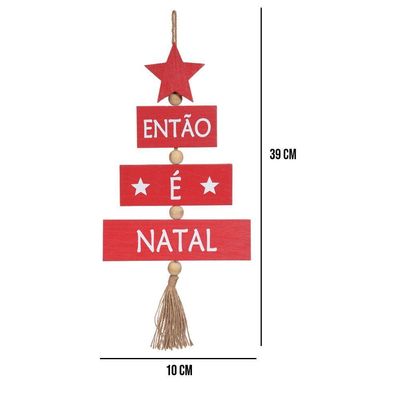 Placa Decorativa Então é Natal Vermelho 39x10 Cm F04 - D\'rossi