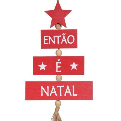 Placa Decorativa Então é Natal Vermelho 39x10 Cm F04 - D\'rossi