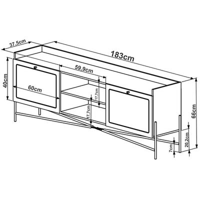 Rack Para Tv 65 Pol 183 Cm Pes Metal 28930 Oslo Nero Artesano Nero