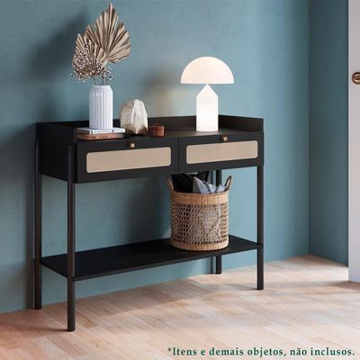 Aparador 2 Gavetas Palhinha 27936 Linha Oslo Nero Artesano Nero