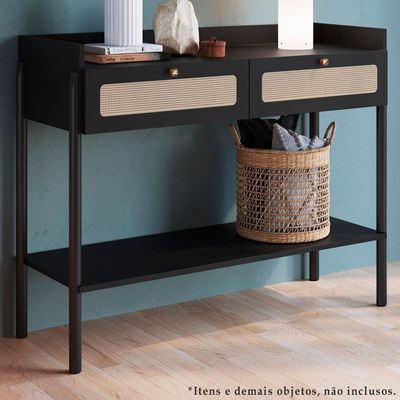 Aparador 2 Gavetas Palhinha 27936 Linha Oslo Nero Artesano Nero