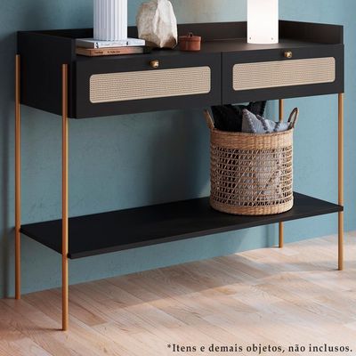 Aparador 2 Gavetas Palhinha 28936 Linha Oslo Nero Artesano Nero