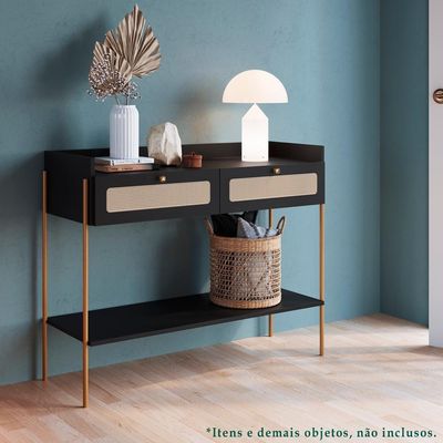 Aparador 2 Gavetas Palhinha 28936 Linha Oslo Nero Artesano Nero