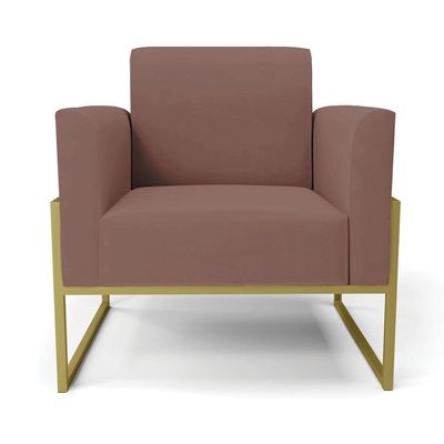 Poltrona Base Industrial Alta Dourado Marisa Veludo Rosê D03 - D\'rossi