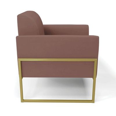Poltrona Base Industrial Alta Dourado Marisa Veludo Rosê D03 - D\'rossi