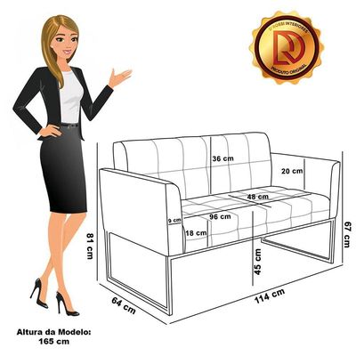 Kit 1 Sofá Namoradeira E 1 Poltrona Elisa Veludo Bege Base Metálica Industrial Dourado - D\'rossi