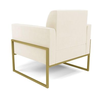 Kit 2 Poltronas Base Industrial Alta Dourado Marisa Veludo Bege D03 - D\'rossi