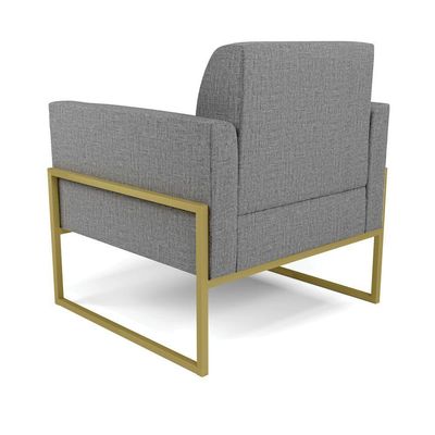 Kit 2 Poltronas Base Industrial Alta Dourado Marisa Linho Grafite A26 D03 - D\'rossi