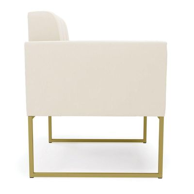 Poltrona Elisa Veludo Base Metálica Industrial Dourado - D\'rossi Cor Bege