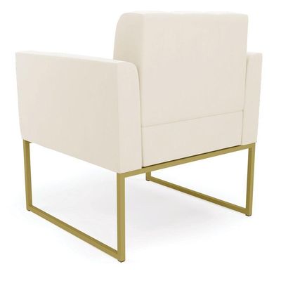 Kit 1 Sofá Namoradeira E 1 Poltrona Veludo Base Metálica Industrial Dourado - D\'rossi Cor Bege