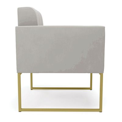 Poltrona Elisa Veludo Base Metálica Industrial Dourado - D\'rossi Cor Cinza