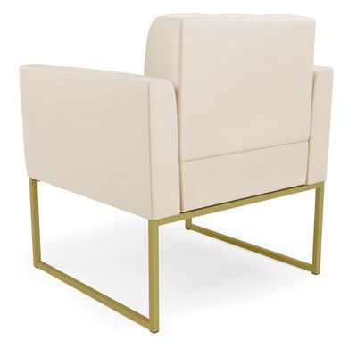 Poltrona Elisa Corino Base Metálica Industrial Dourado - D\'rossi Cor Bege