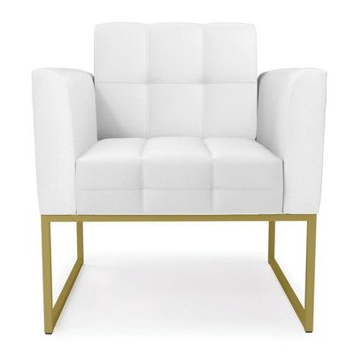 Poltrona Elisa Corino Base Metálica Industrial Dourado - D\'rossi Cor Branco