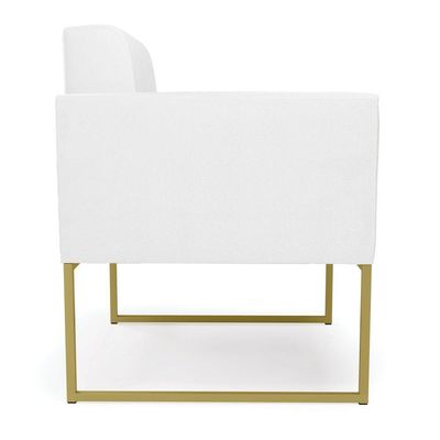 Poltrona Elisa Corino Base Metálica Industrial Dourado - D\'rossi Cor Branco