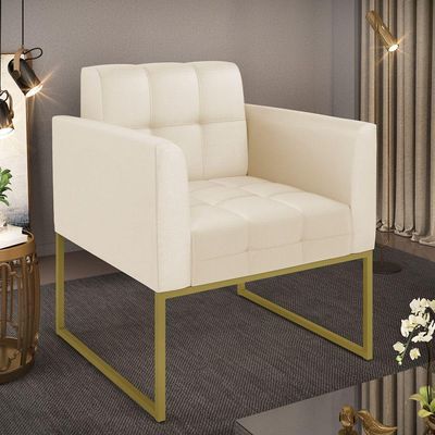 Poltrona Elisa Corino Base Metálica Industrial Dourado - D\'rossi Cor Bege