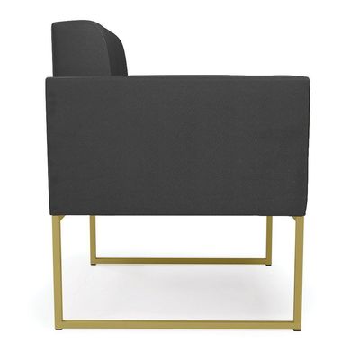Poltrona Elisa Corino Base Metálica Industrial Dourado - D\'rossi Cor Preto