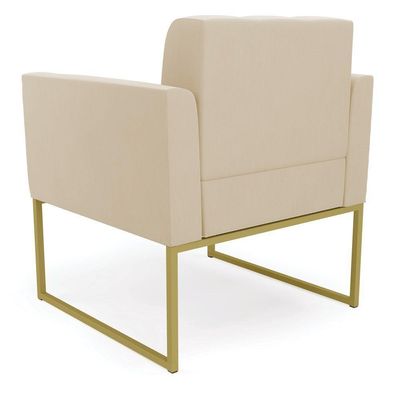 Kit 1 Sofá Namoradeira E 1 Poltrona Elisa Suede Base Metálica Industrial Dourado - D\'rossi Cor Bege
