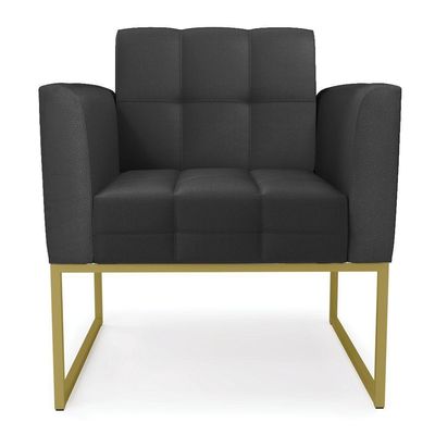 Poltrona Elisa Corino Base Metálica Industrial Dourado - D\'rossi Cor Preto