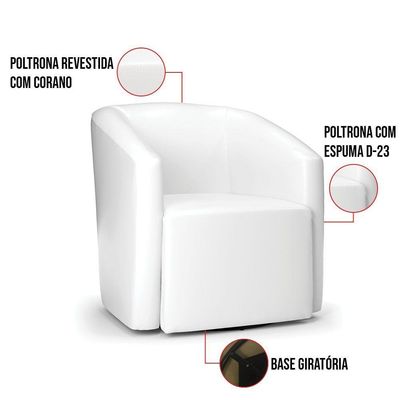 Poltrona Stella Max Corano Base Giratória - D\'rossi Cor Branco