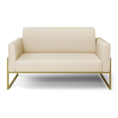 Sofá Namoradeira Base Industrial Alta Dourado Marisa Linho Bege A19 D03 - D\'rossi