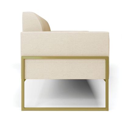 Sofá Namoradeira Base Industrial Alta Dourado Marisa Linho Bege A19 D03 - D\'rossi