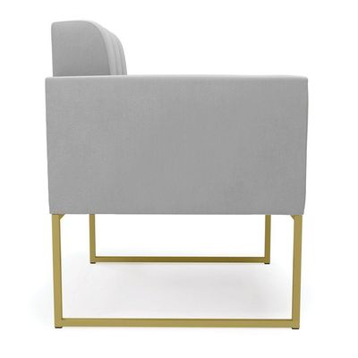 Kit 1 Sofá Namoradeira E 1 Poltrona Suede Base Metálica Industrial Dourado - D\'rossi Cor Cinza