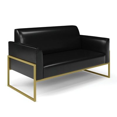Sofá Namoradeira Com Poltrona Base Industrial Alta Dourado Marisa Corano D03 - D\'rossi Cor Preto